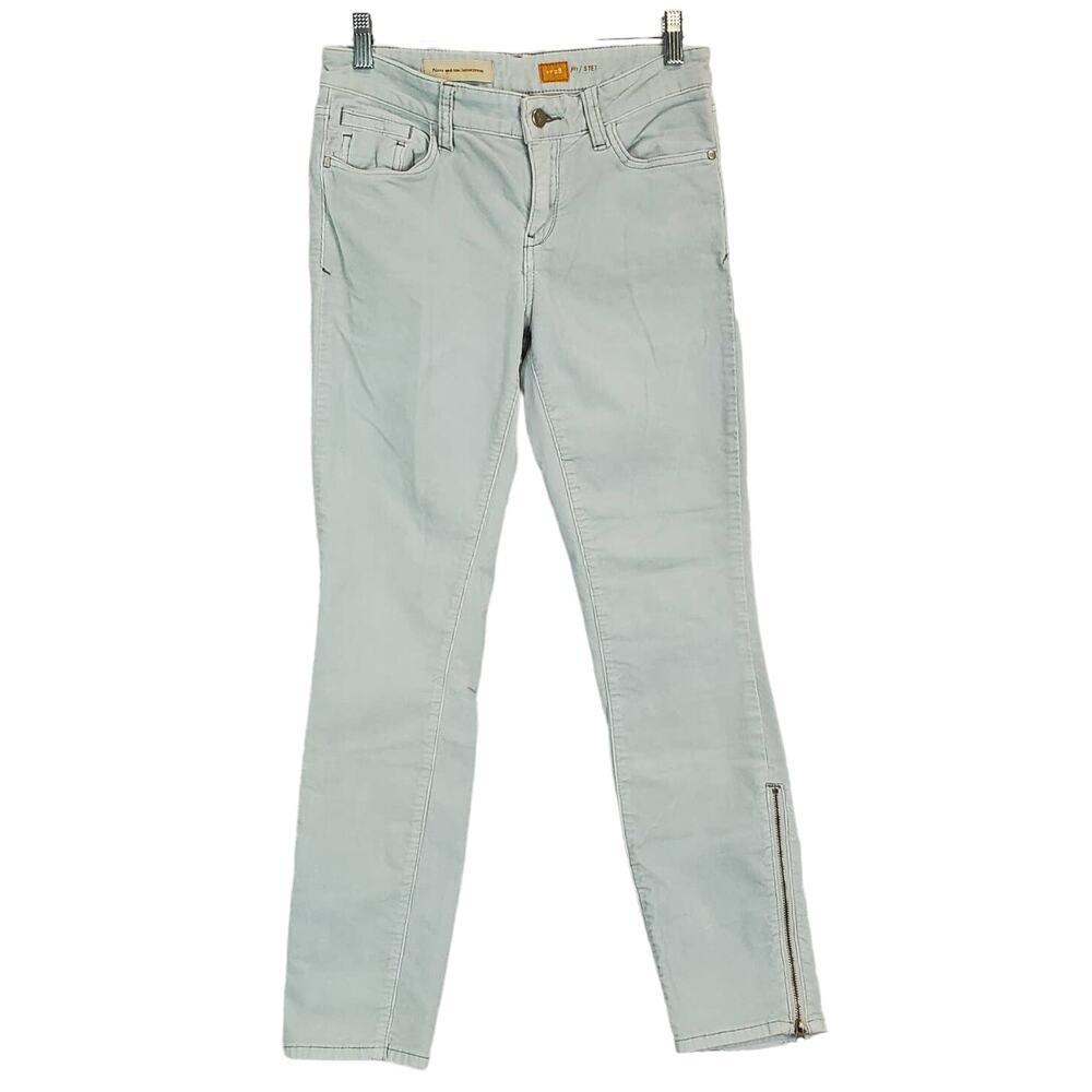 Pilcro Y2K Stet Pastel Blue Corduroy Stretch Pants Size 28 Low Rise Zip Ankle